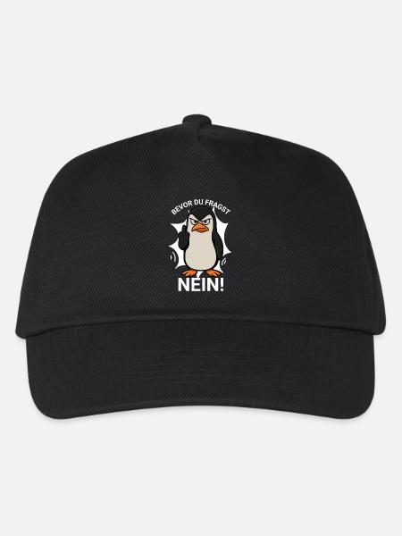 Bevor du fragst NEIN! Pinguin mit Mittelfinger - Kinder Basecap - Schwarz