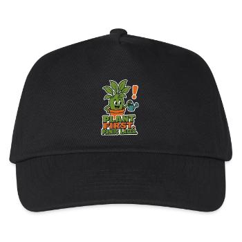 Plant First Panic Later – Pflanzen Humor - Kinder Basecap - Schwarz - Vorne
