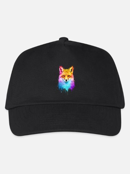 Fuchs Aquarell Illustration - Kinder Basecap - Schwarz