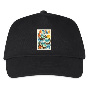 Erleben Sie Aitutaki in der Retro-Lagune der Cookinseln - Kinder Basecap - Schwarz - Vorne