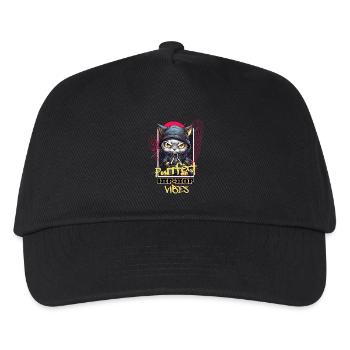 Katze Hip Hop Rap Rapper DJ Ghetto Crew Gangster - Kinder Basecap - Schwarz - Vorne