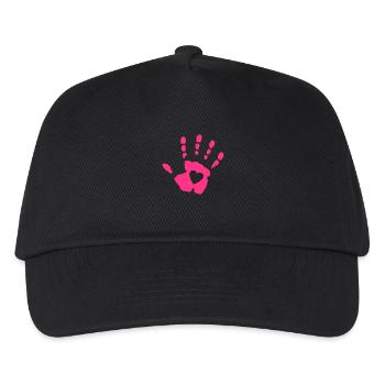 heart in handprint - Kids’ Baseball Cap - black - Front