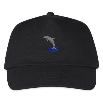 springender Delphin Delfin jumping dolphin - Kinder Basecap - Schwarz - Vorne