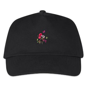 Blumen und Schmetterling - Kinder Basecap - Schwarz - Vorne
