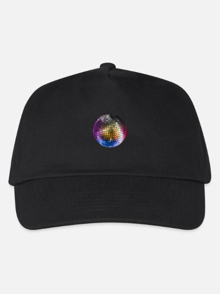 Diskokugel Mirrorball farbig - Kinder Basecap - Schwarz