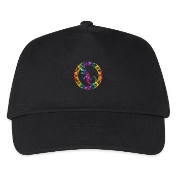 Gecko Ornament Rainbow - Kinder Basecap - Schwarz - Vorne