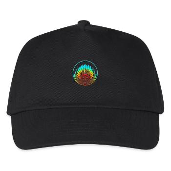 Kornkreis - Maya Maske - Symbol Zeitenwende - Kinder Basecap - Schwarz - Vorne