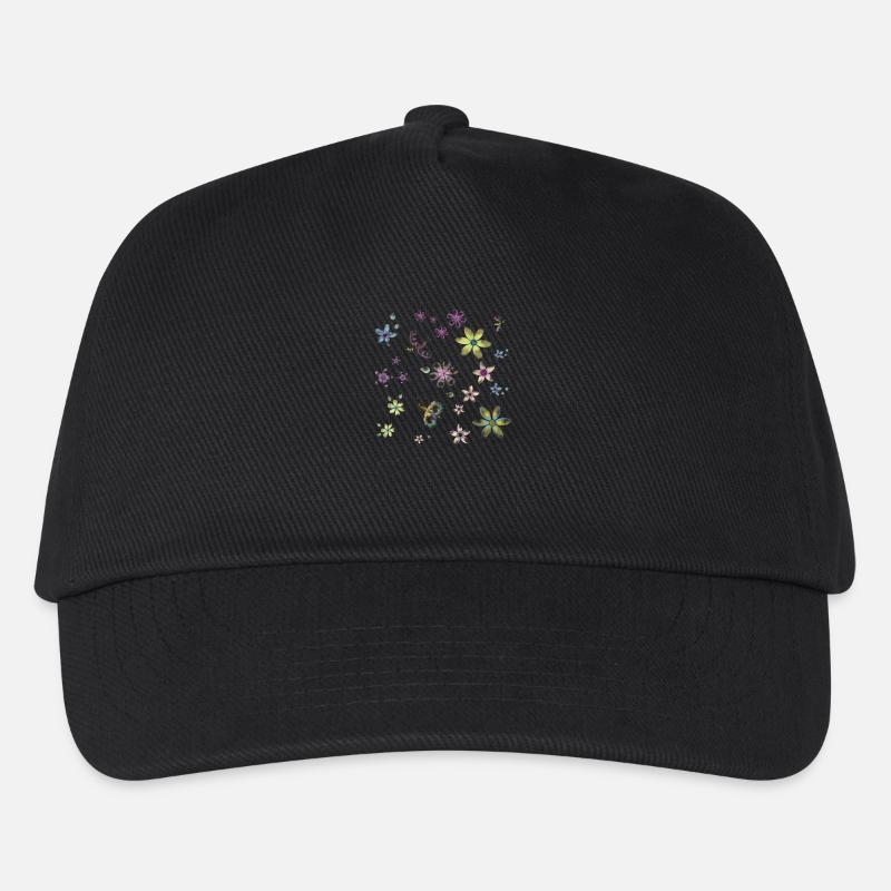 Blumen und Schmetterlinge - Kinder Basecap - Schwarz
