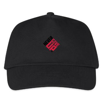 never give up square red cool logo team design ni - Kids’ Baseball Cap - black - Front