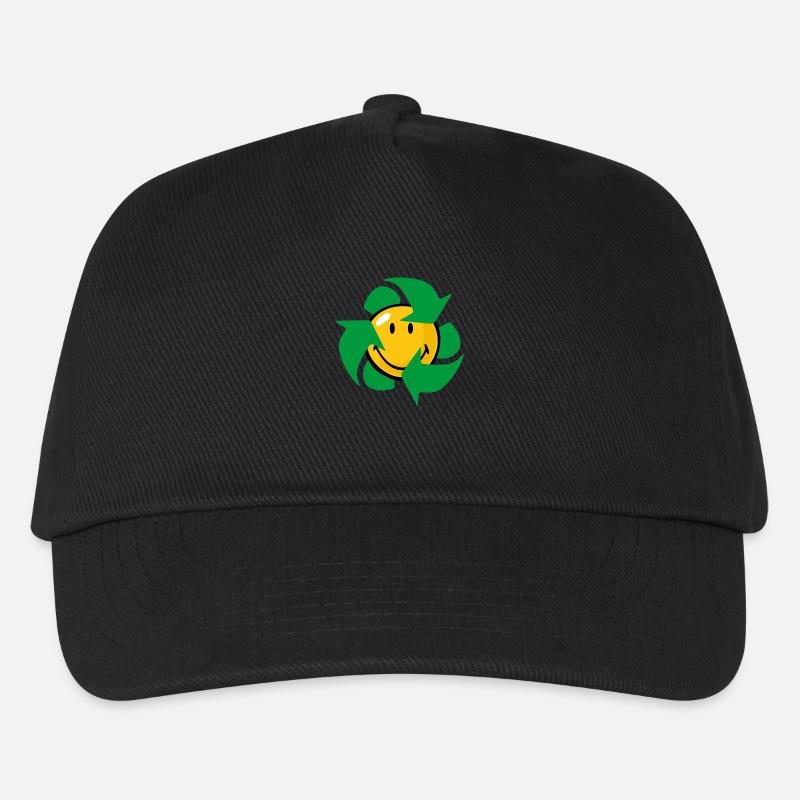Smiley Recycle - Kinder Basecap - Schwarz
