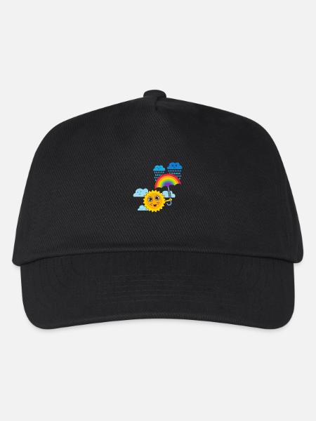 Sonne & Regenbogen-Schirm - Kinder Basecap - Schwarz