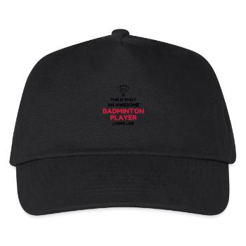 Badminton / Badminton Player / Birdie / Sport - Kinder Basecap - Schwarz - Vorne
