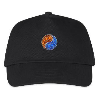 Yin Yang, Elemente, Punkt Muster, Mosaik, Spirale - Kinder Basecap - Schwarz - Vorne