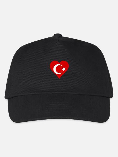 Turkish flag as a heart - Kids’ Baseball Cap - black