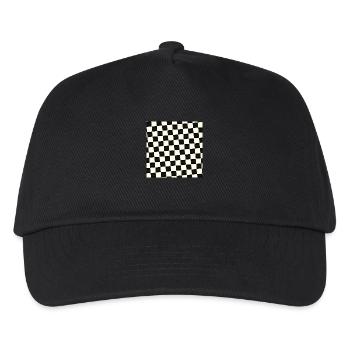 Schachbrettmuster Maske | Mundschutz - Kinder Basecap - Schwarz - Vorne