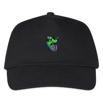Sportmotorrad grün - Kinder Basecap - Schwarz - Vorne