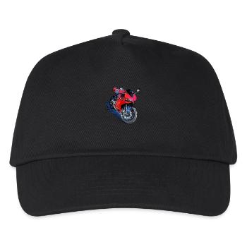 Sportmotorrad rot - Kinder Basecap - Schwarz - Vorne