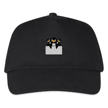 3 penguins behind shield - Kids’ Baseball Cap - black - Front