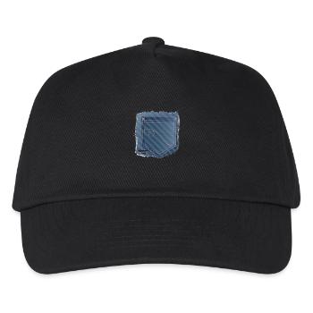 abgerissener Jeans Stoff mit Hosentasche - Kinder Basecap - Schwarz - Vorne