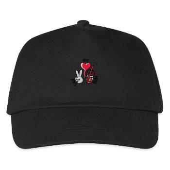 Motto Peace Love Boba - Kinder Basecap - Schwarz - Vorne