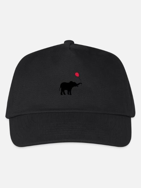 Roter Luftballon Elefant Geschenk - Kinder Basecap - Schwarz