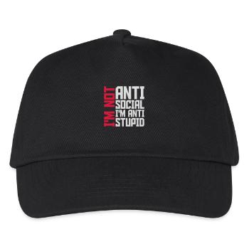 not antisocial anti stupid - Kids’ Baseball Cap - black - Front