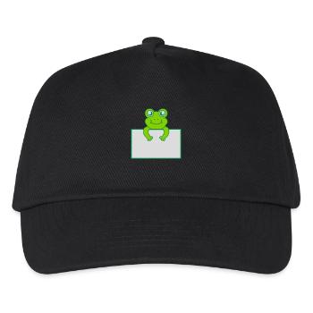 Text present frog shield - Kids’ Baseball Cap - black - Front