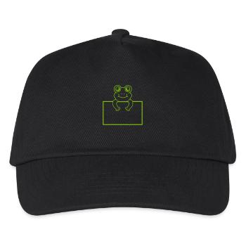 Schild zeigen Comic Frosch - Kinder Basecap - Schwarz - Vorne