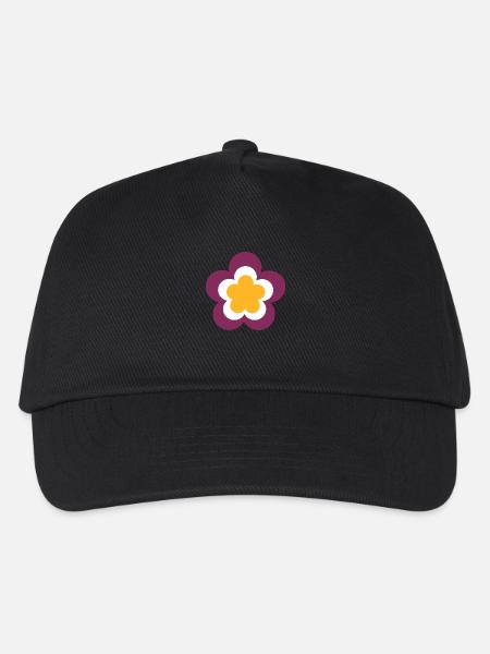 70er Jahre Blume Muster Retro Hippie Festival - Kinder Basecap - Schwarz