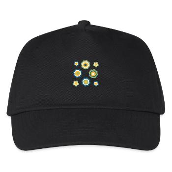 70er Jahre Blume Muster grün - Kinder Basecap - Schwarz - Vorne