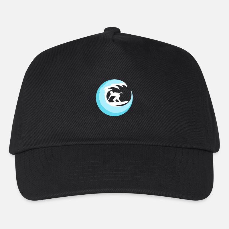 Surfer Surfbrett Runde Blaue Kreis Welle Surfen - Kinder Basecap - Schwarz