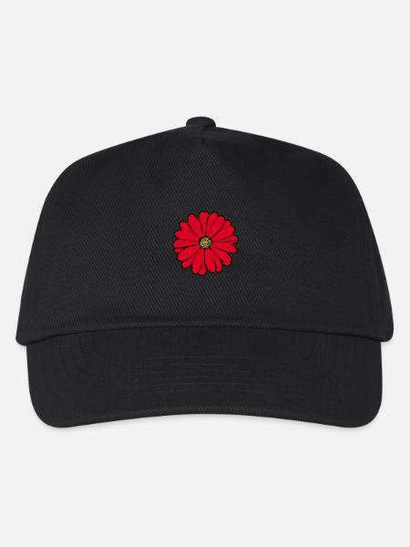 Blume rot rote Blume - Kinder Basecap - Schwarz