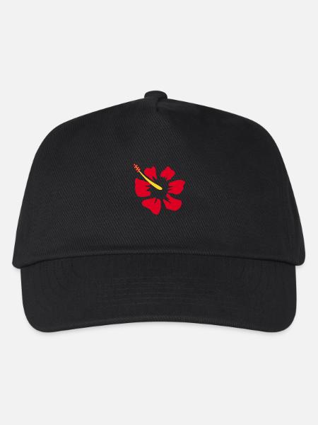 Blume rot rote Blumen rot rote Blumen Hibiskus - Kinder Basecap - Schwarz