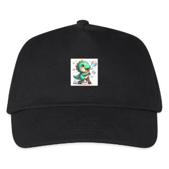 Dino avec des bulles de savon sur un scooter - Casquette de baseball Enfant - noir - Devant