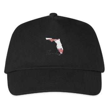 Echter Baseball in der Florida State Landkarte FL - Kinder Basecap - Schwarz - Vorne