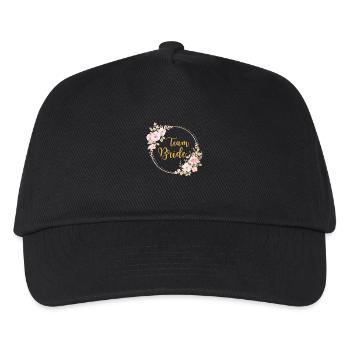 Team Bride rosa Blumen Damen Frauen JGA Braut pink - Kinder Basecap - Schwarz - Vorne