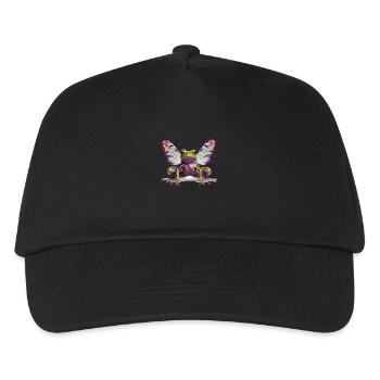 Psychedelischer Goa Schmetterling Frosch - Kinder Basecap - Schwarz - Vorne