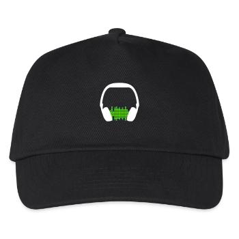 Kopfhörer Techno Musik Party Equalizer Wellen Logo - Kinder Basecap - Schwarz - Vorne