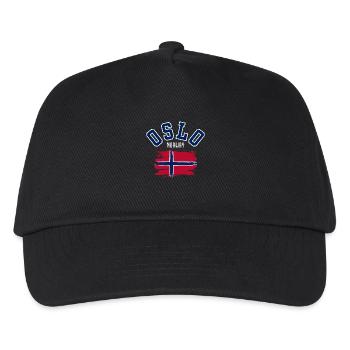 Oslo, Norwegen - Kinder Basecap - Schwarz - Vorne