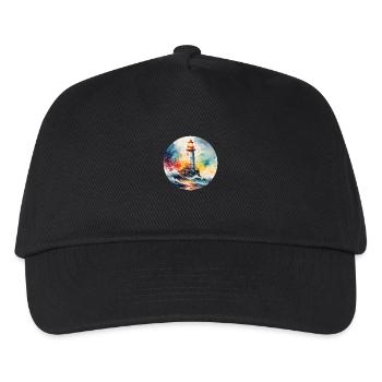 Leuchtturm Runder Batch - Kinder Basecap - Schwarz - Vorne