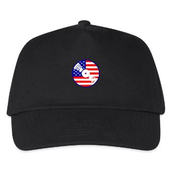 Schallplatte USA Flagge Amerika Party Club Musik - Kinder Basecap - Schwarz - Vorne