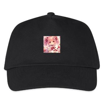 Kleines Mädchen mit ihrer japanischen Anime-Puppe - Kinder Basecap - Schwarz - Vorne