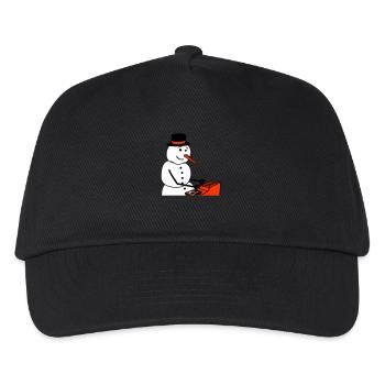 Winter DJ Schneemann Mixer Mischpult Musik Party - Kinder Basecap - Schwarz - Vorne