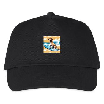 Hund auf einem Surfbrett - Kinder Basecap - Schwarz - Vorne