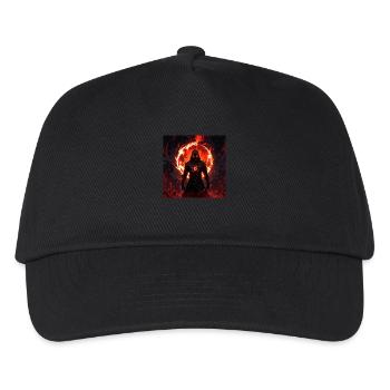 shadowy figure emerges from swirling red flames - Kinder Basecap - Schwarz - Vorne