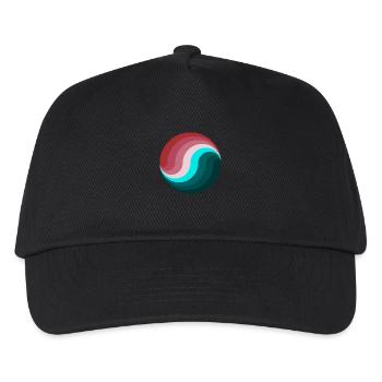 Rosa und grün eingekreiste Welle - Kinder Basecap - Schwarz - Vorne