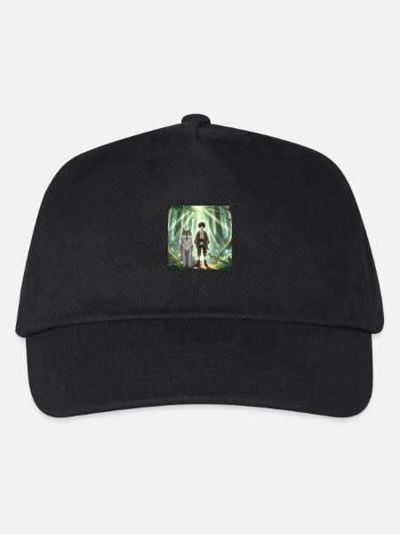 Mann mit Wolf Anime - Kinder Basecap - Schwarz