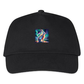 Schneehase Aurora Borealis - Kinder Basecap - Schwarz - Vorne