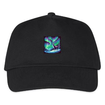 Hirsch Aurora Borealis - Kinder Basecap - Schwarz - Vorne