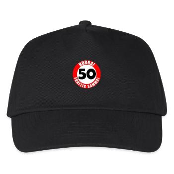 50. Geburtstag Hurra lustiger Spruch - Kinder Basecap - Schwarz - Vorne